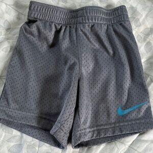 3T Nike Kids Charcoal Gray Shorts with Blue Swoosh
